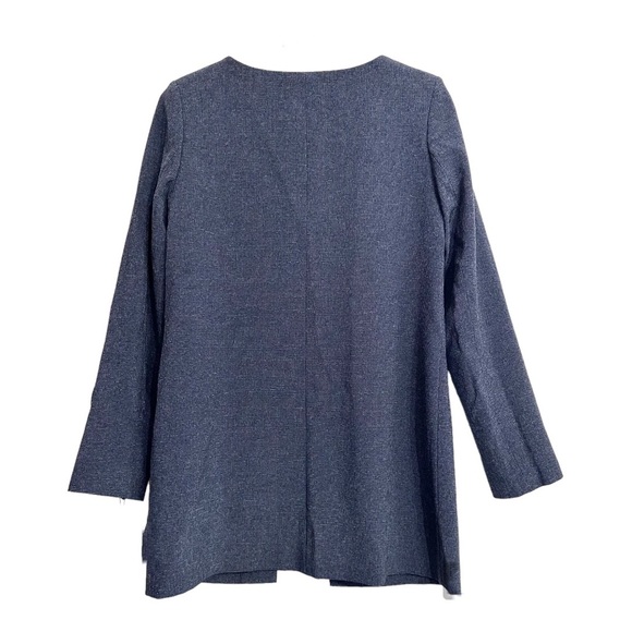 Karl Lagerfeld Blazer Navy Small Long Jacket White Contrast Trim Lined Pockets - Picture 9 of 15